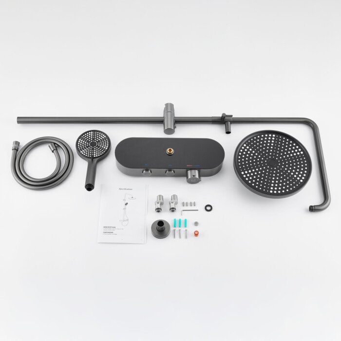 Round Type Gunmetal Exposed Bar Thermostatic Shower Column With Hand Shower - Image 8