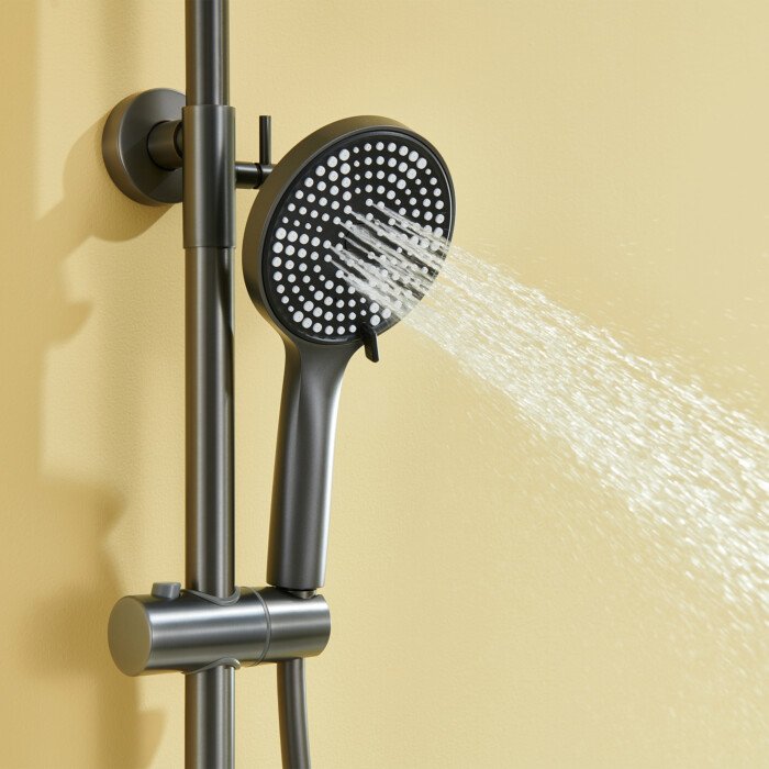 Round Type Gunmetal Exposed Bar Thermostatic Shower Column With Hand Shower - Image 4