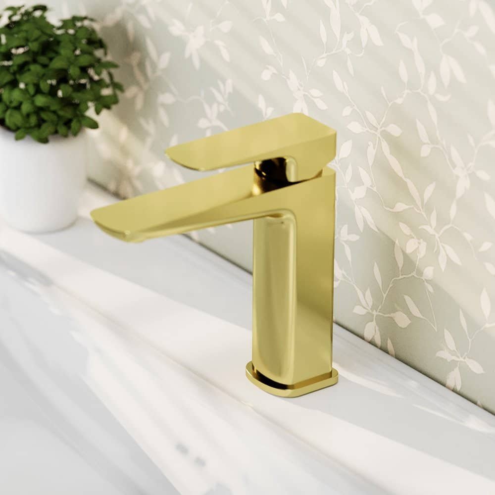 Brushed gold bathroom faucet with single handle - B1007 01