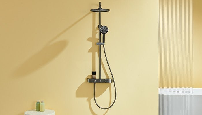 thermostatic shower column - exposed pipe design