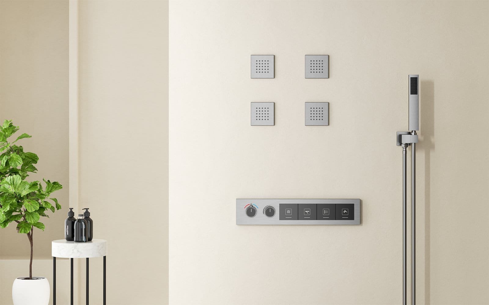 4-way shower set chrome thermosatatic-shower valve height location
