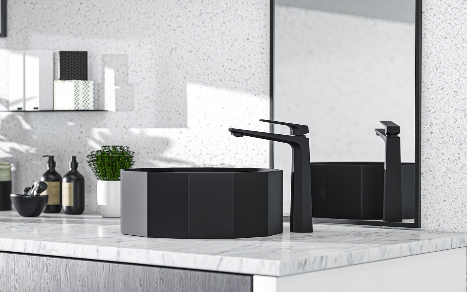 B043 02 SCENE-matte black finish-The Top Bathroom Faucet Trends for 2025