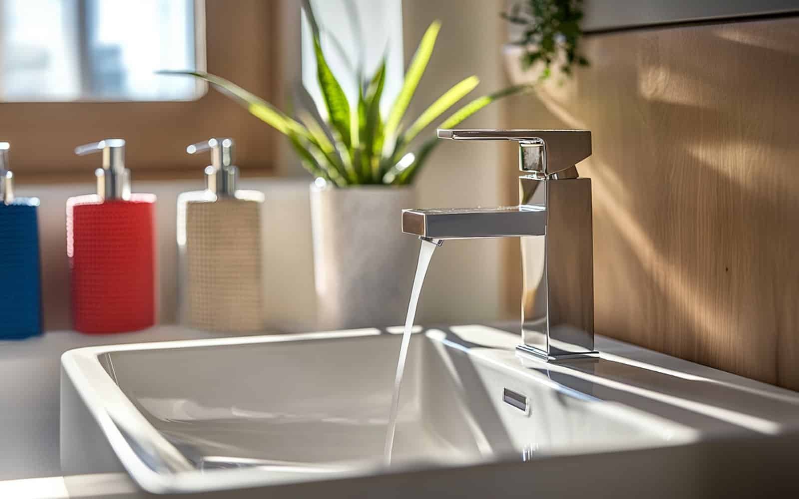bathroom faucet chrome - flow rate display