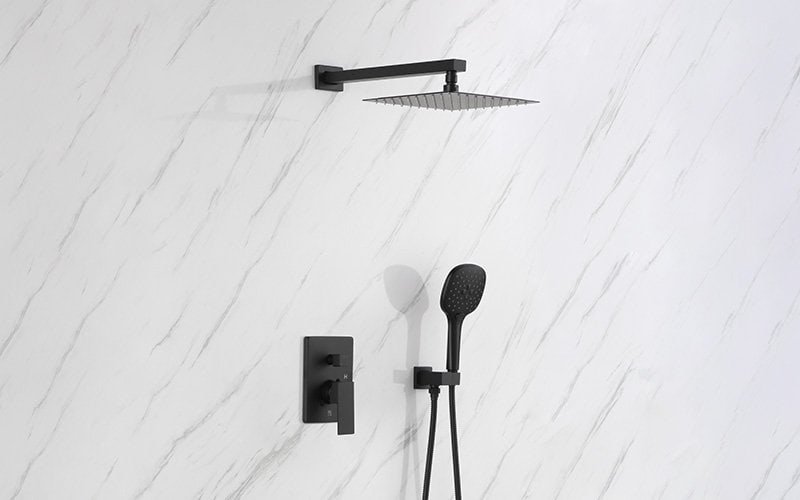 pressure balance valve shower system - matte black square type with hand shower