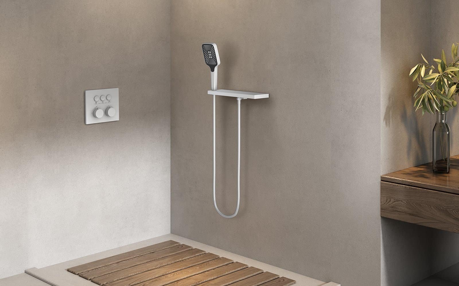 white shower set 3 way