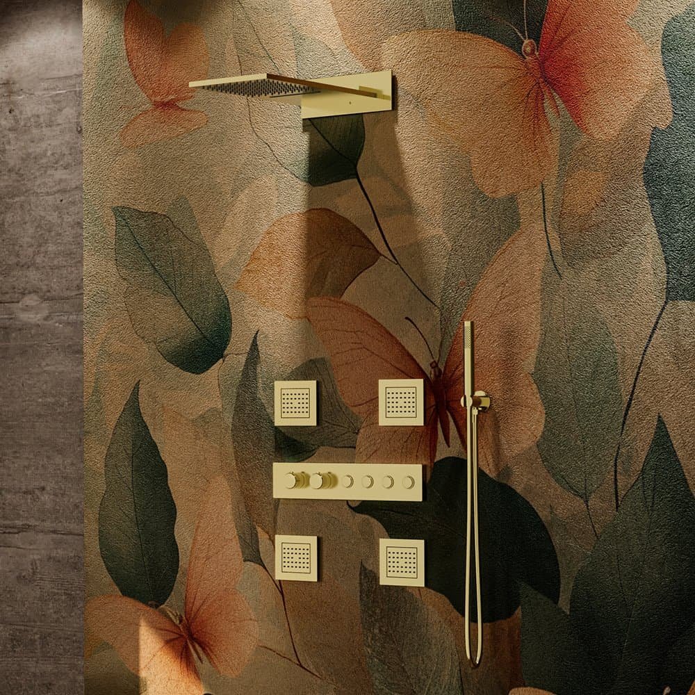Brushed gold 4 way thermostatic shower set SC726A