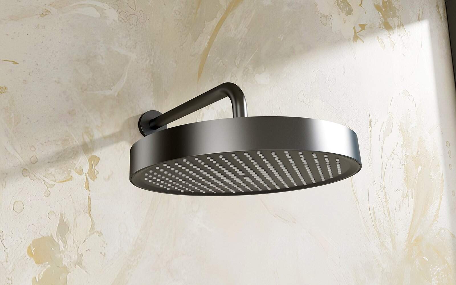 Matte black shower head with shower arm – concealed Matte black shower head with shower arm - concealed