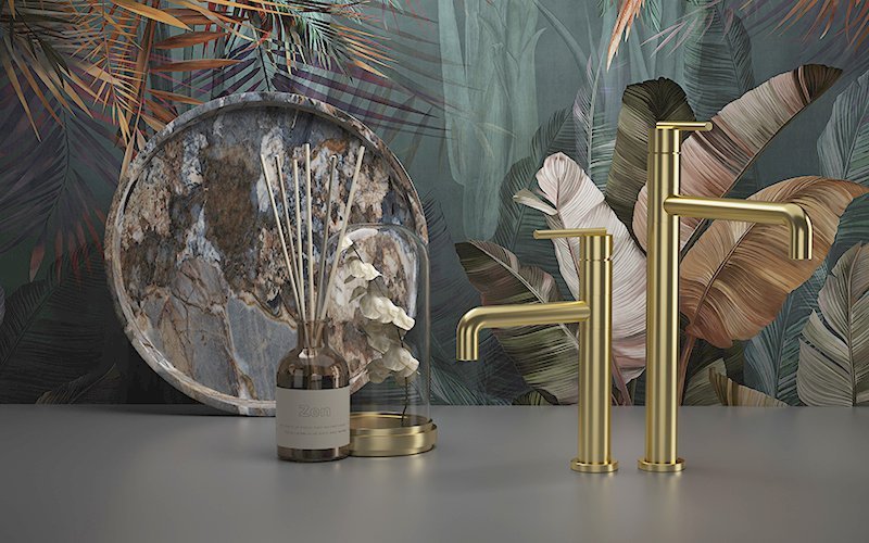Brushed gold standard and tall bathroom faucet - B097
