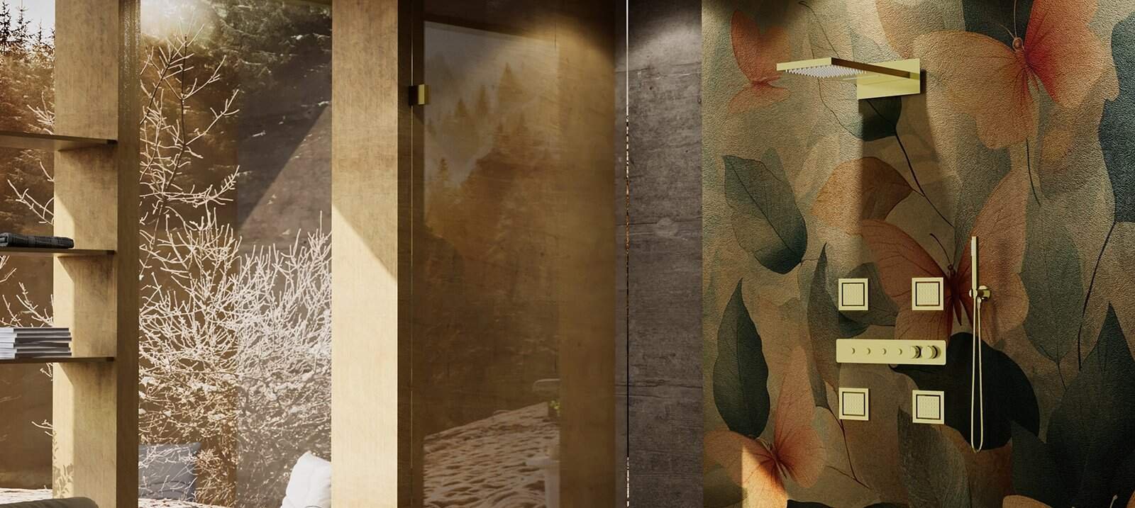 Brushed gold thermostatic shower system - SC726A
