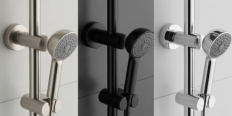 different finishes slide bar hand shower chrome matte black brushed nickel