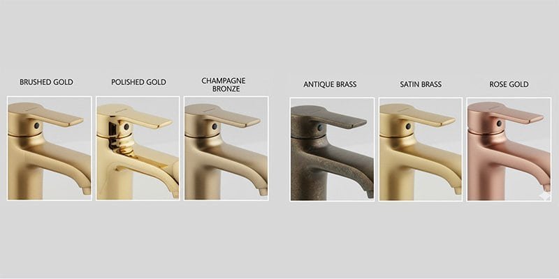 A detailed gallery of different gold faucets