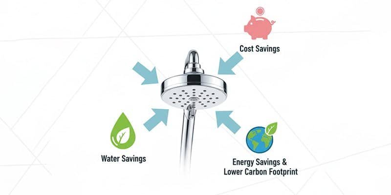 A simple yet powerful infographic of shower head Impact Cost Savings