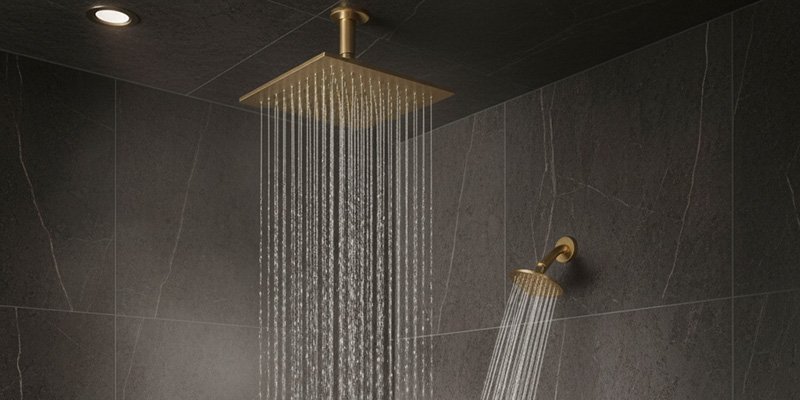 Brushed gold dual shower head