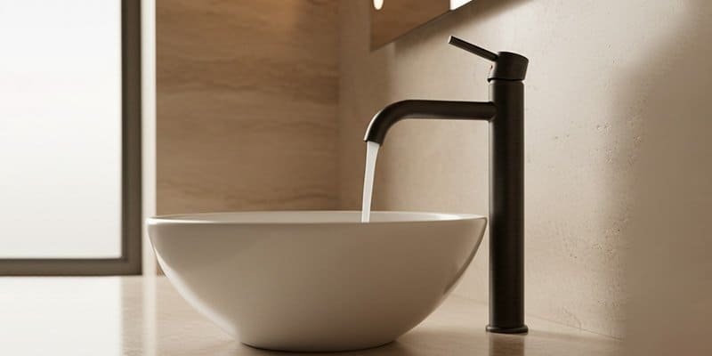 Vessel bathroom faucet matte black