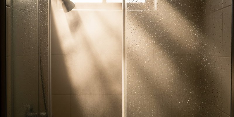 a steamy shower filled with a fine mist