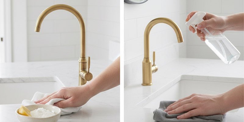 cleaning brushed brass and brushed gold faucet