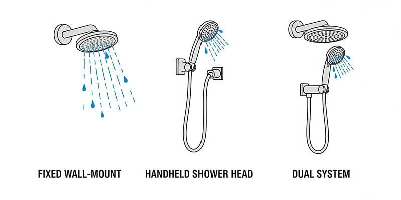 three types of shower heads