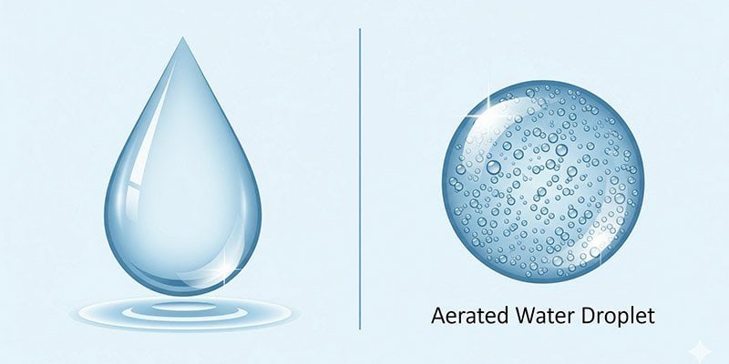 water droplet with small air bubbles inside